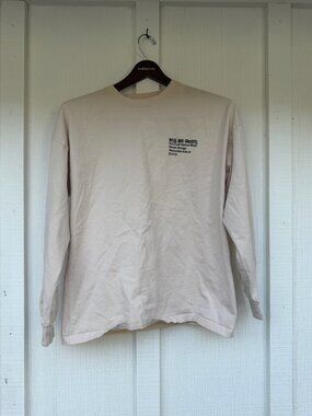 Kids See Ghosts Mens XL Beige Long Sleeve Kid Cudi Kanye West y2k Music Murakami